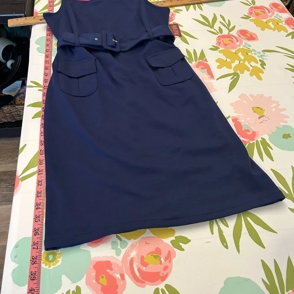 NWT Size 2 Merona Belted Blue Shift Dress Size 10 Church or Cruise business